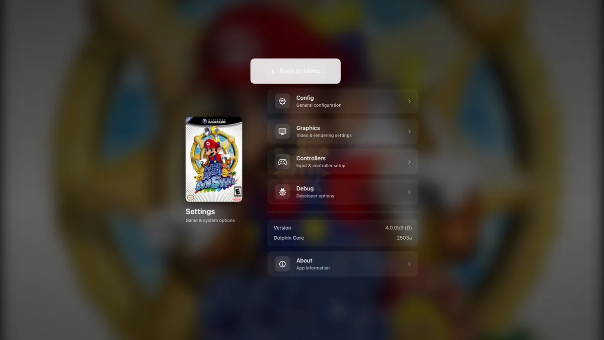 iCube pause menu on Apple TV